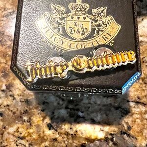 98-02 HTF Juicy Couture brass employee pin “Juicy Couture” with magnetic closure